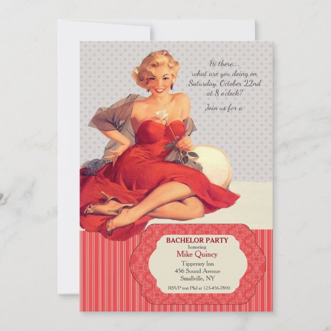 Hello Love Bachelor Party Invitation (Front)