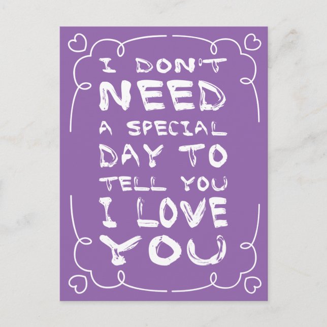 Hello, Love Purple And White Heart Postcard (Front)