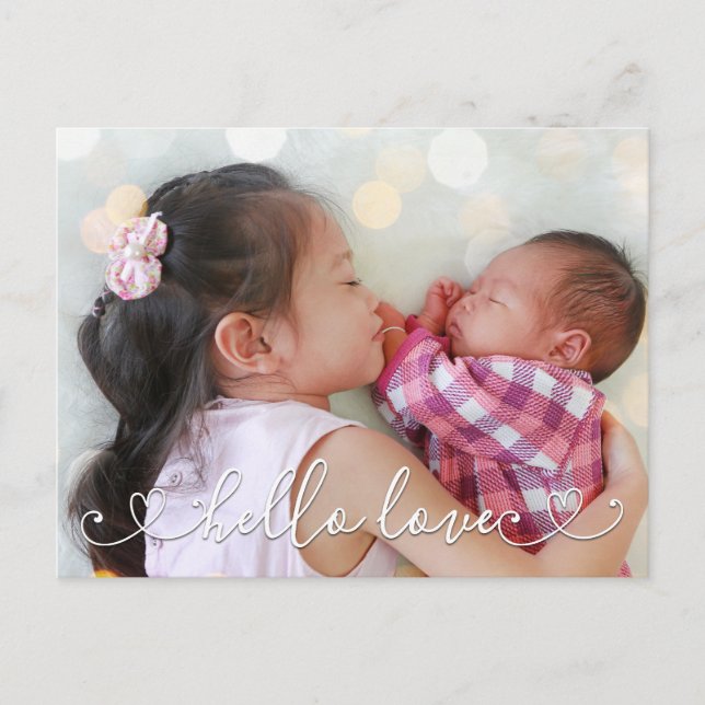Hello Love Second Baby Birth Announcement Postcard (Front)