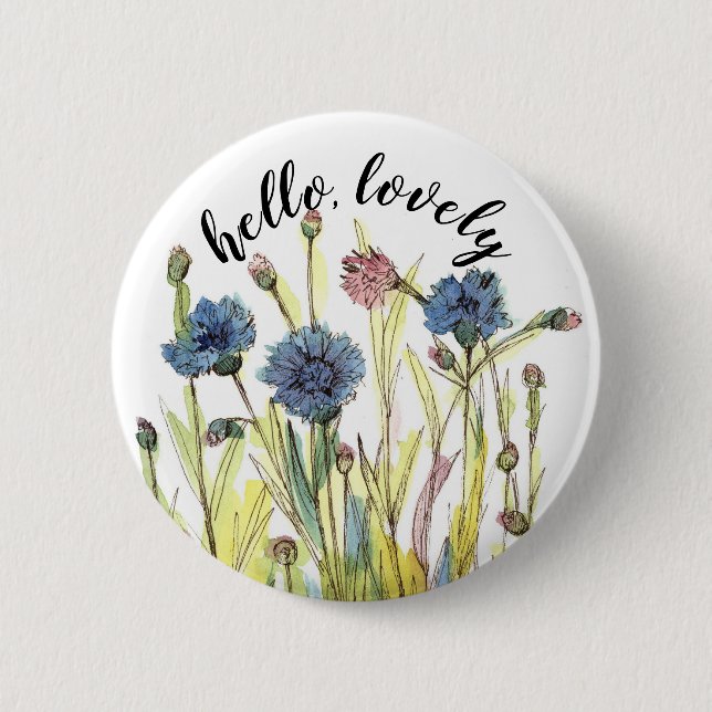 Hello Lovely Bachelor Buttons Positive Words (Front)