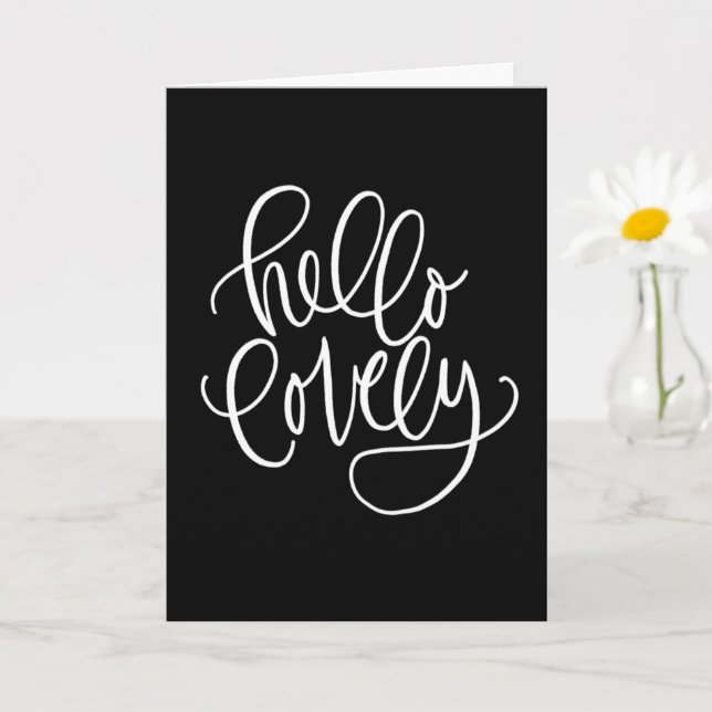HELLO LOVELY | Elegant Hand-Lettered Calligraphy Card (Small Plant)