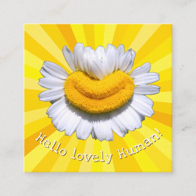 "Hello lovely Human!" Chamomile Smile Sunshine Enclosure Card (Front)