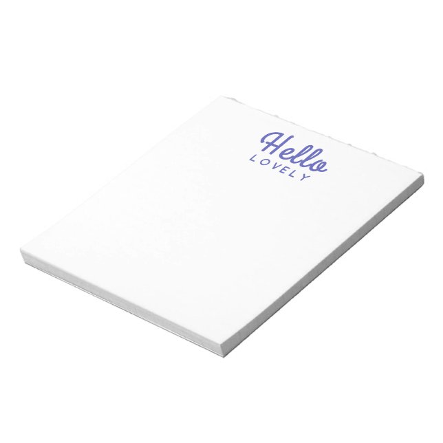 Hello Lovely | Modern Blue Stylish Trendy Retro Notepad (Rotated)