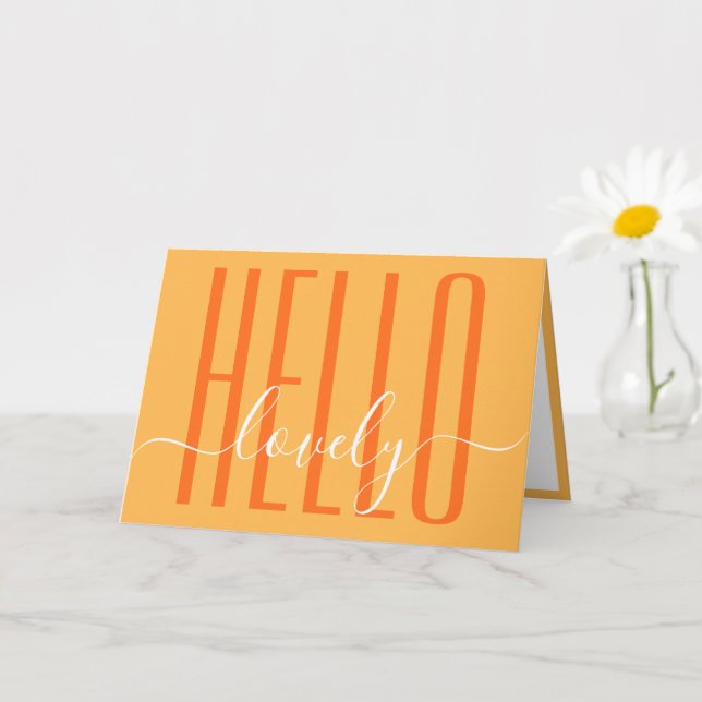 Hello Lovely Modern Typography Calligraphy Script Card (Small Plant)