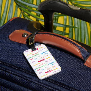 Hello Many Languages Colourful Typography Luggage Tag