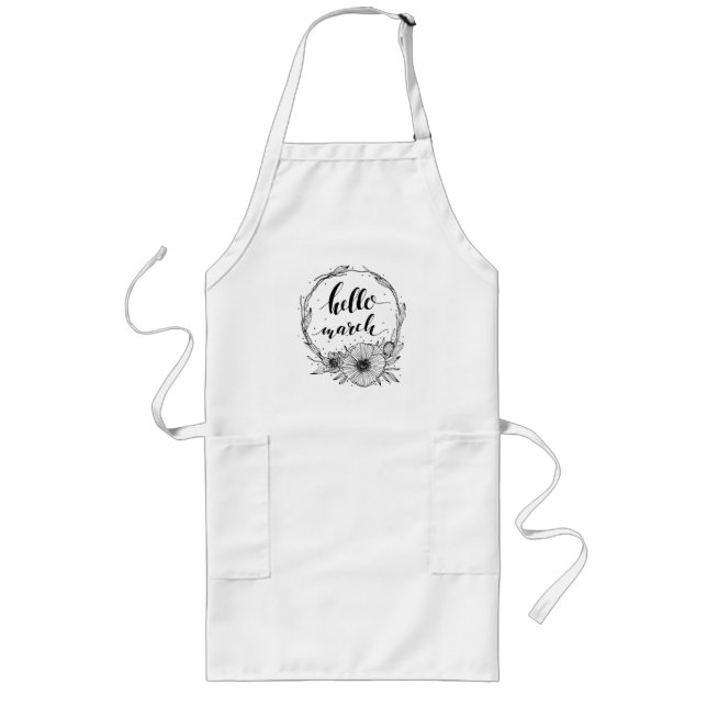 Hello March Line Art Long Apron (Front)