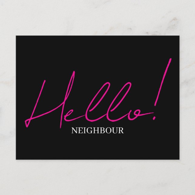Hello meet the neighbors postcard (Front)