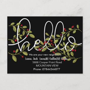 Hello meet the neighbours winter autumn postcard