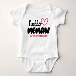 Hello Memaw   Baby Reveal Pregnancy Announcement Baby Bodysuit