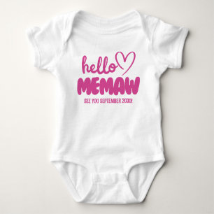 Hello Memaw   Baby Reveal Pregnancy Announcement Baby Bodysuit