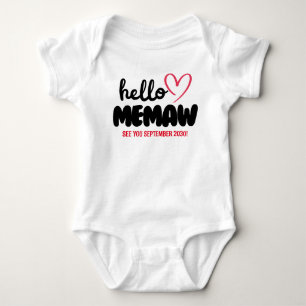 Hello Memaw   Baby Reveal Pregnancy Announcement Bodysuit