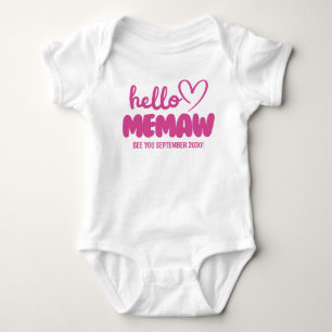 Hello Memaw   Baby Reveal Pregnancy Announcement Bodysuit