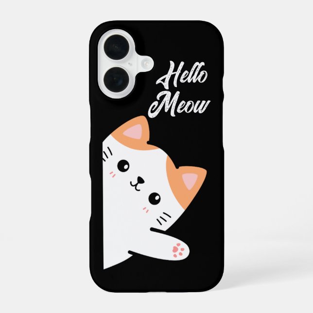 Hello Meow Cat iPhone 16 Case (Back)