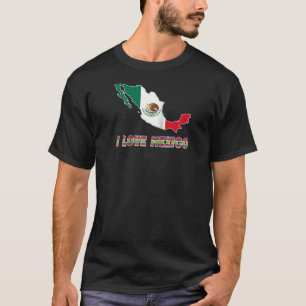 Hello Mexico I Love Mexico Map Flag Proud Mexican T-Shirt