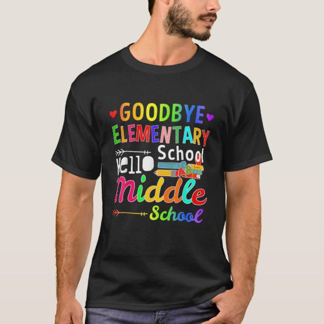 Hello Middle School Graduation Elementary School T-Shirt (Front)