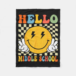 Hello Middle School Retro First Day of School Fleece Blanket
