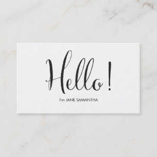 Hello Minimalist White Business Card