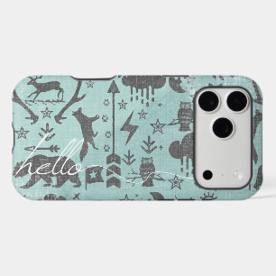 Hello Mint Linen Bear Fox Pattern iPhone 7 Plus
