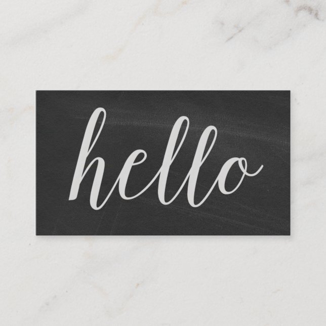 Hello Modern Chalkboard Business Cards (Front)