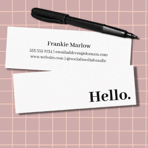 Hello   Modern Clean Simple White Minimal  Mini Business Card