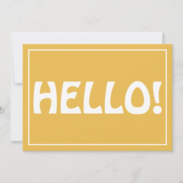 Hello Modern Custom Monogram Text Trendy Yellow Thank You Card (Front)
