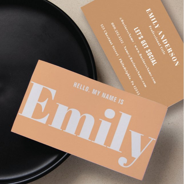 Hello Modern Minimal Type Two Tone Business Card (Creator Uploaded)