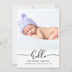 Hello Modern Script Birth Announcement
