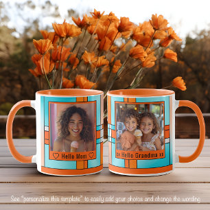 Hello Mom Grandma Colorful Stained Glass Photo Mug