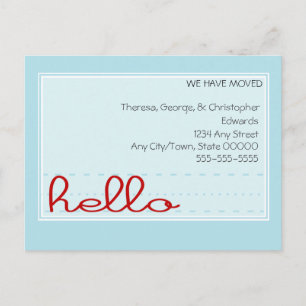 Hello Moving Announcement Postcard