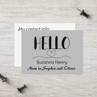 Hello Mum Contact Card Mummy Calling Card