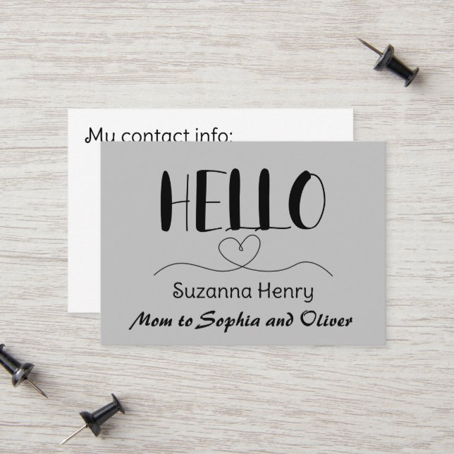 Hello Mum Contact Card Mummy Calling Card (Front/Back In Situ)