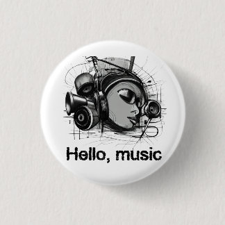 hello music 3 cm round badge