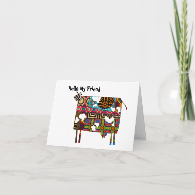 Hello My Friend - Cow Folded Greeting Card (Front)