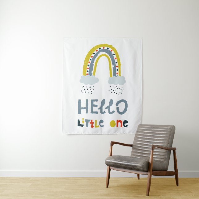 Hello My Little One Rainbow Tapestry (In Situ)
