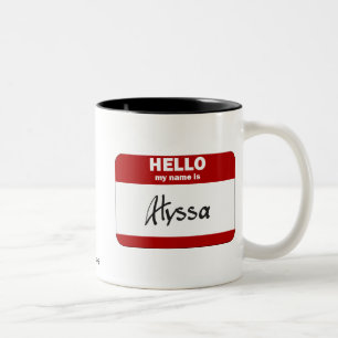 Hello My Name Is Alyssa (Red) Two-Tone Coffee Mug