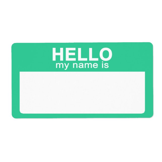 Hello My Name is, Aqua Name Tag Labels (Front)