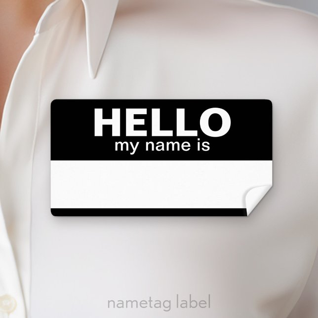 Hello my name is - black - area for Employee Name (Hello Nametag Labels)