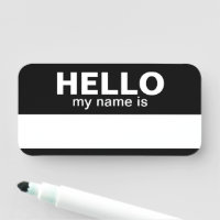 Hello my name is - Black - Employee Dry Erase