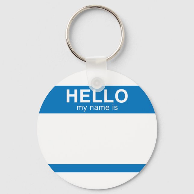 Hello My Name Is - Blue Key Ring (Front)