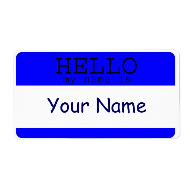 Hello my Name is Blue Label Template (Front)