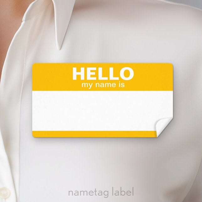 Hello my name is -- classic golden yellow (Hello my name is Label)