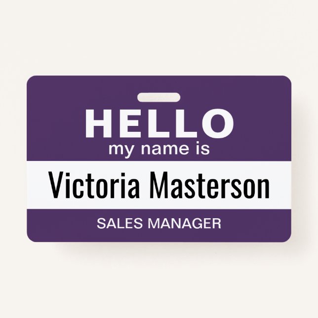 Hello My Name Is - Custom Business Employee Name ID Badge (Front)