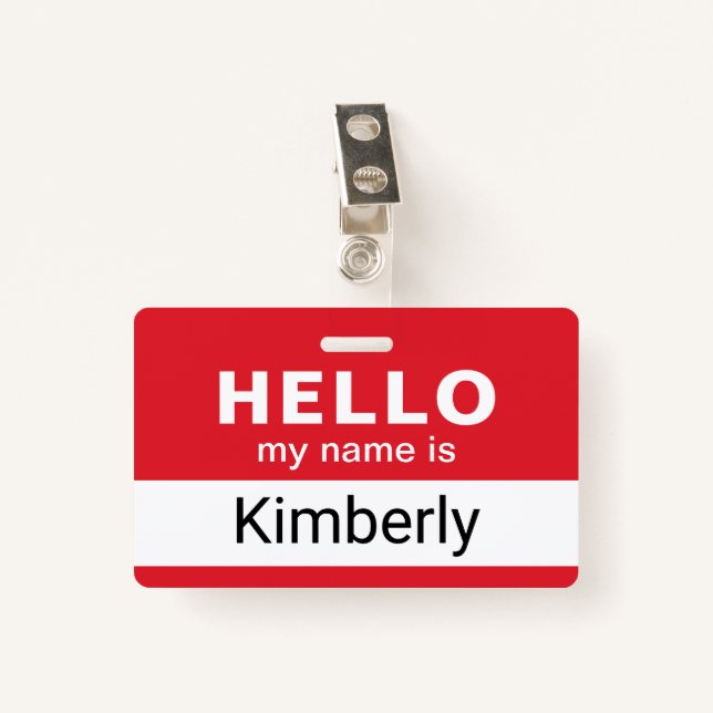 Hello My Name Is - Custom Business Employee Name ID Badge (Front with Clip)