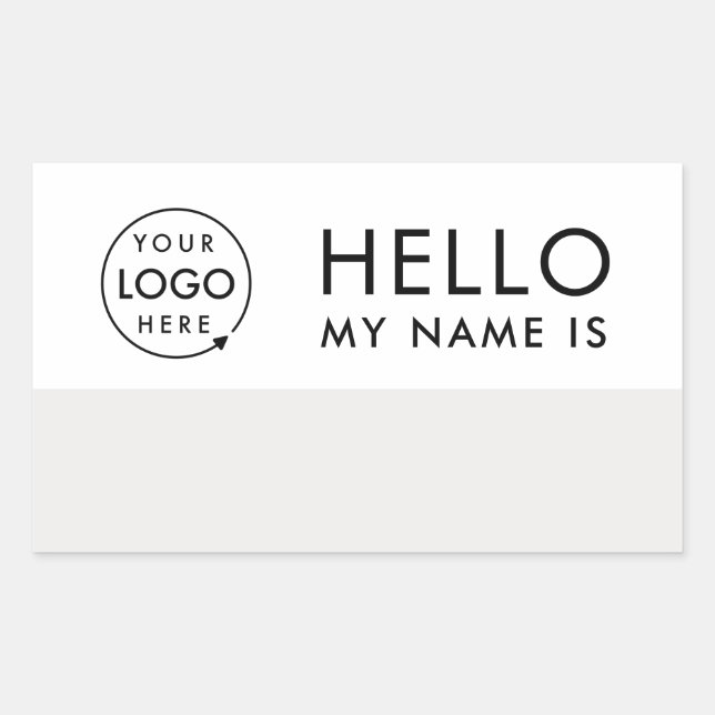 Hello My Name Is | Custom Logo Modern Minimalist Rectangular Sticker (Front)