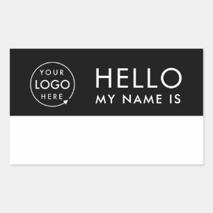 Hello My Name Is   Custom Logo Modern Minimalist Rectangular Sticker