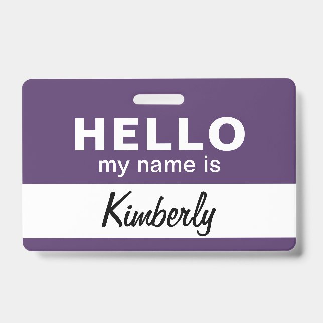 Hello My Name Is - Custom Script Employee Name ID Badge (Front)