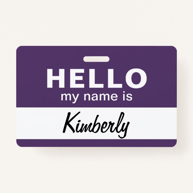 Hello My Name Is - Custom Script Employee Name ID Badge (Front)