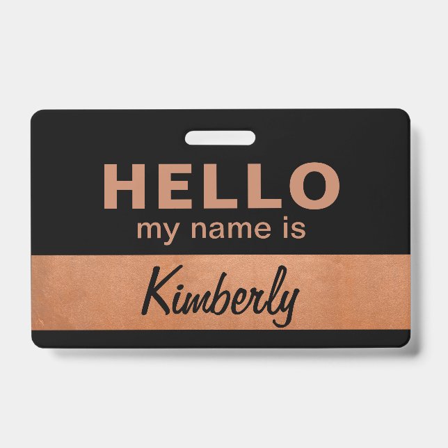 Hello My Name Is - Custom Script Employee Name ID Badge (Front)