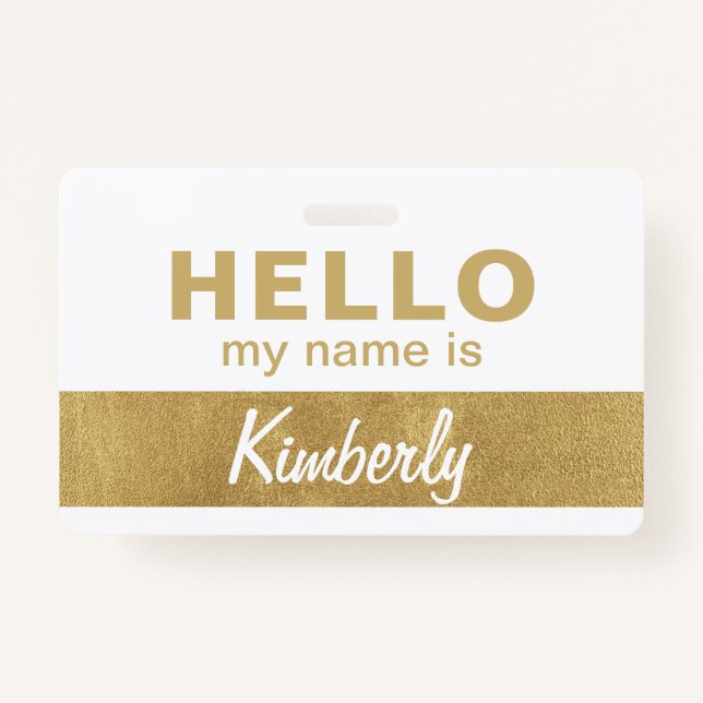 Hello My Name Is - Custom Script Employee Name ID Badge (Front)