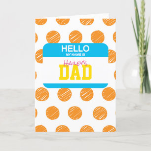 Hello My Name Is DAD Nametag KID's NAME Dots Holiday Card